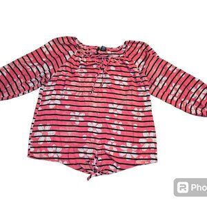 New Direction Sheer Shirt Size XL Floral Pink Blouse